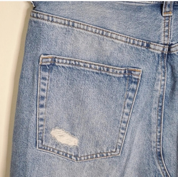 & Denim  button fly distressed bias cut jean skirt SZ 8 - Picture 4 of 7